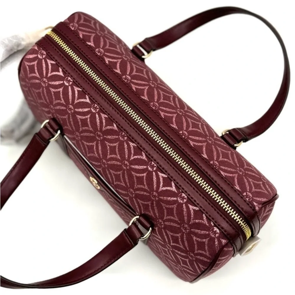 Michael Kors Medium Travel Duffle Satchel Bag Ox Blood Multi